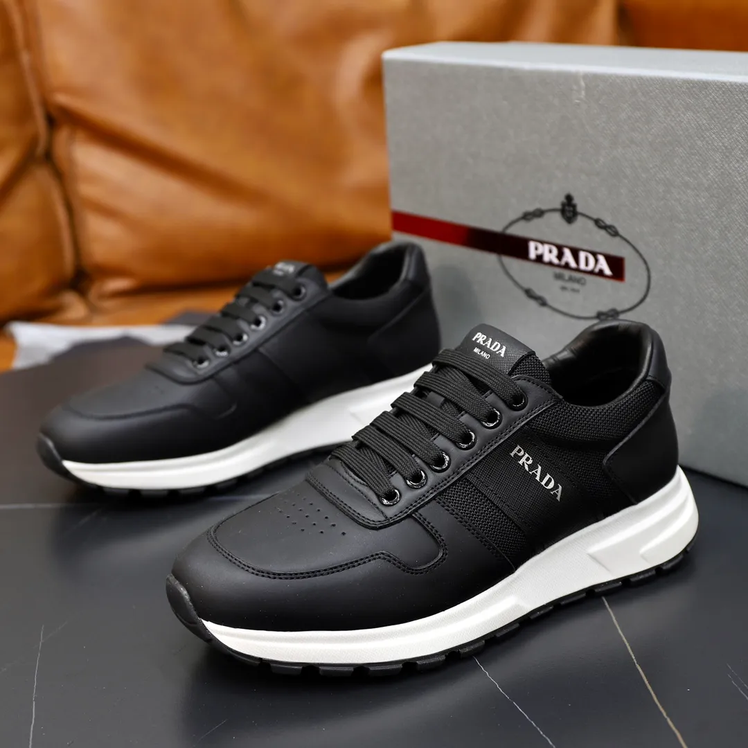 Men's shoes 💰600💰🙅‍♂️🙅‍♂️🙅‍♂️ [PRADA] Prada - High-end quality original order - Upper: Nappa calfskin, tumbled calfskin spliced stretch cloth surface, tongue high frequency brand logo - Lining: water-dyed cowhide - Outsole: ultra-light TPU foam rubber; two-color molded outsole -Ultra-high quality control and fine workmanship: outstanding (high-end, extravagance, grade) -Size: 38-44 (45 can be customized)